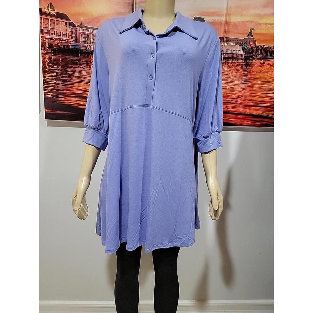 Suzanne Somers Blue Stretchy 2XL short Sleeve Women’s Top Shirt Blouse NWT #C